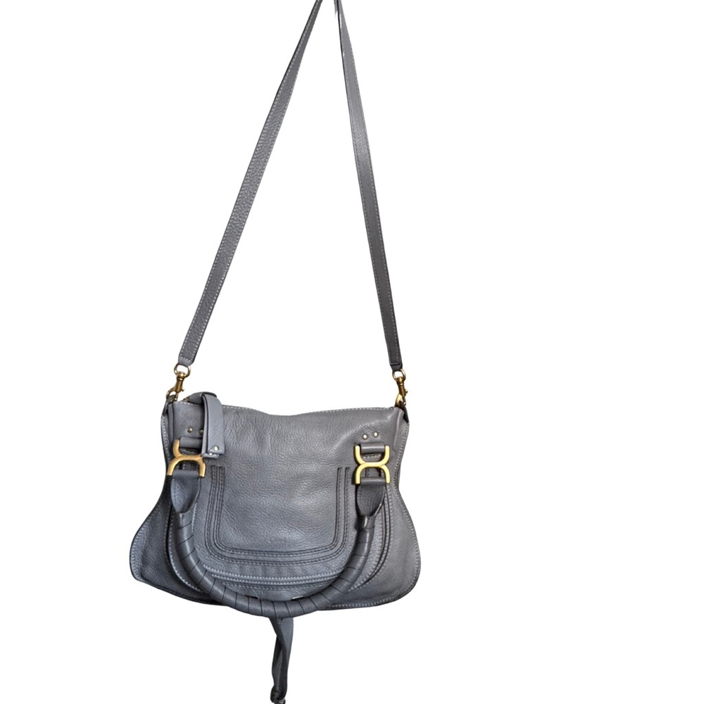 Chloe Marcie Medium Gray Leather Satchel - Picture 16 of 16